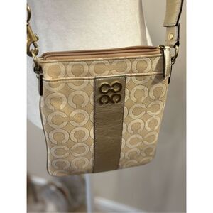 Coach Women's Madison OP Art Signature Swingpack Canvas Crossbody Gold